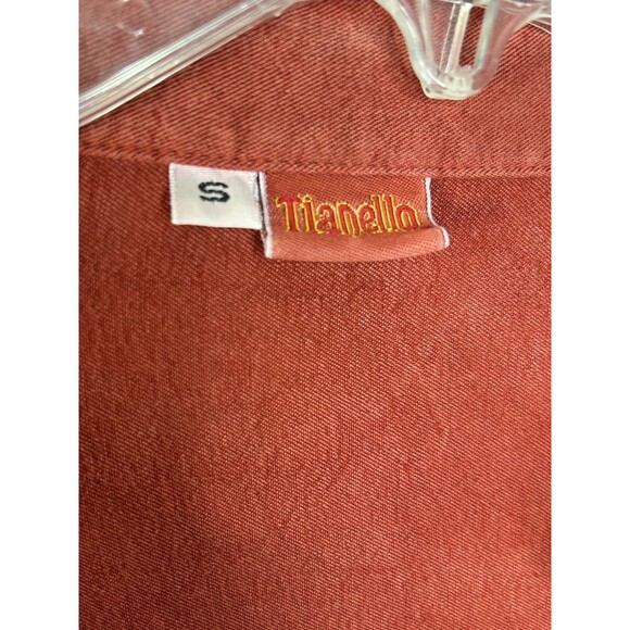 Vtg Tianello Shirt Men’s Small Red Long Sleeve Tencel Baggy Made in USA - Picture 10 of 11